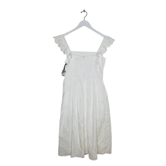 KENSIE Womens White Flutter Sleeve Midi Fit + Flare Dress Size‎ 8 NEW - Picture 2 of 2